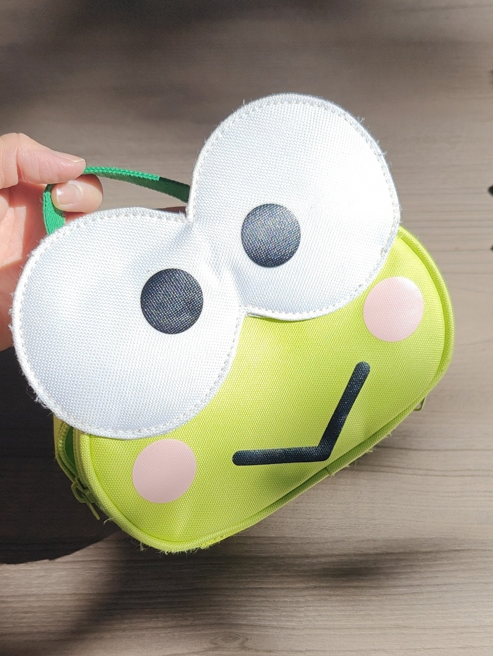 Sanrio Kerokero Keroppi Face Zipper Pouch - Cute Eyed Accessory Case